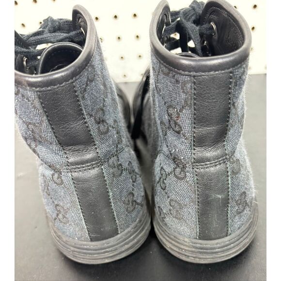 GUCCI MENS GG Canvas Leather High Top Sneakers US 9.5 made in ITALY - Picture 10 of 16
